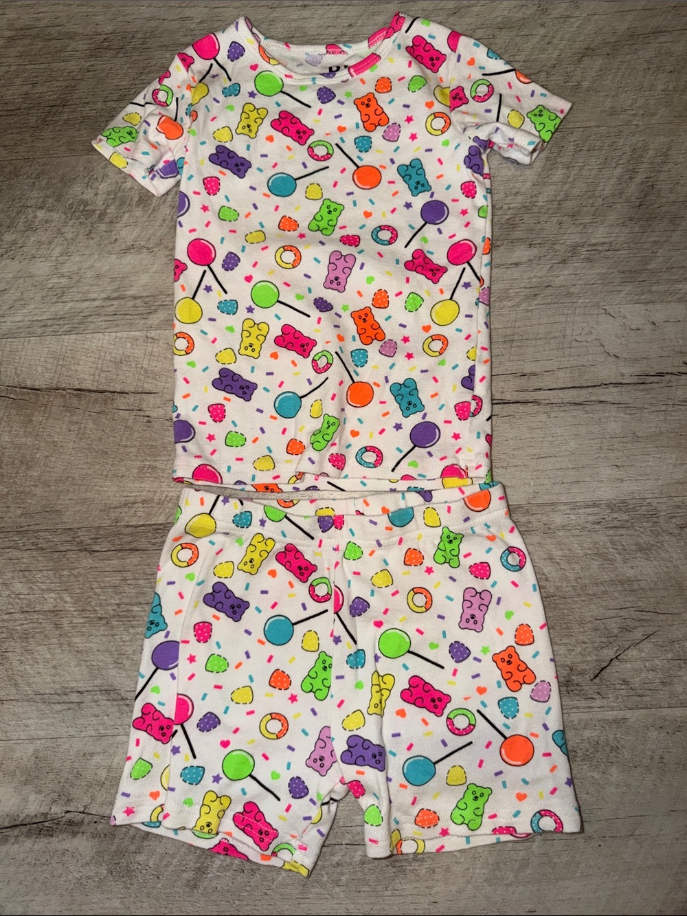 PJ Place Neon Candy Print Short Sleeve Pajama Set - Unisex